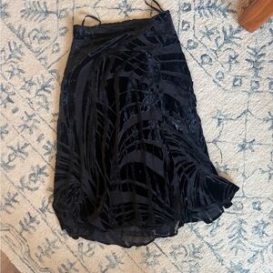 Black Velvet Sheer Midi Skirt